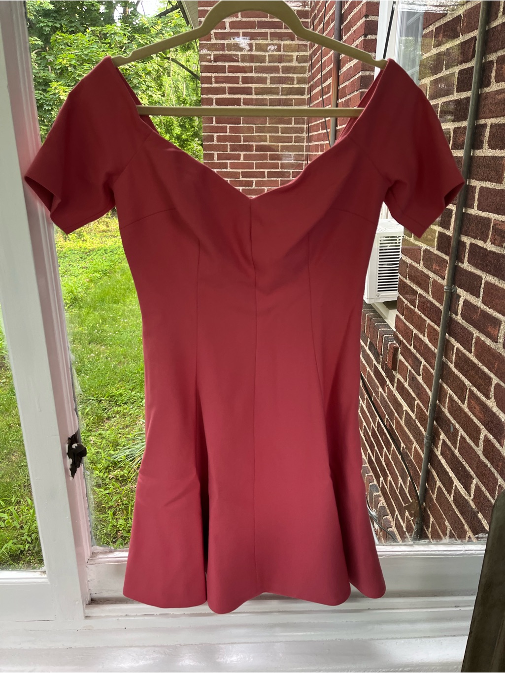 Cinq Sept Off-Shoulder Rose Pink Fit & Flare Dress